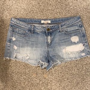Cut off, distressed jean shorts